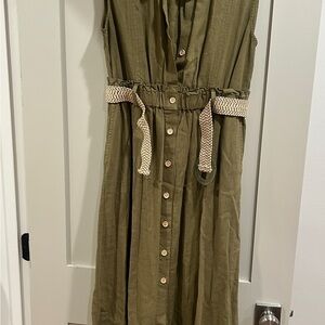 Zara Khaki Midi Dress with Braided Belt